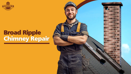 Image shows a smiling mason with a good chimney in the background Promoting Hoosier Masonry Solutions is a top rated chimney repair company in broad ripple