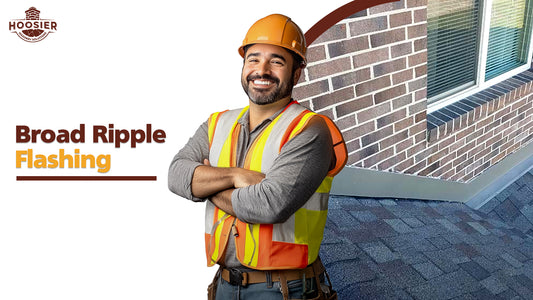 Construction worker standing confidently in front of a brick building in Broad Ripple, highlighting professional masonry flashing services by Hoosier Masonry Solutions.